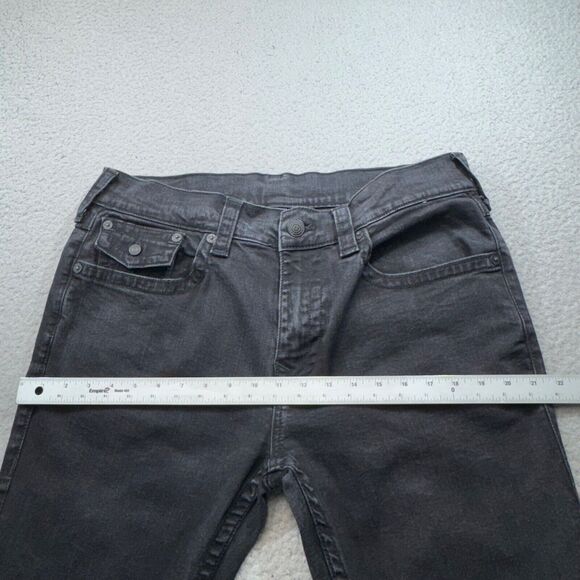 True Religion Jeans Men 36x33 Black Rocco Relaxed Skinny Stretch Faded Flap - Picture 15 of 16